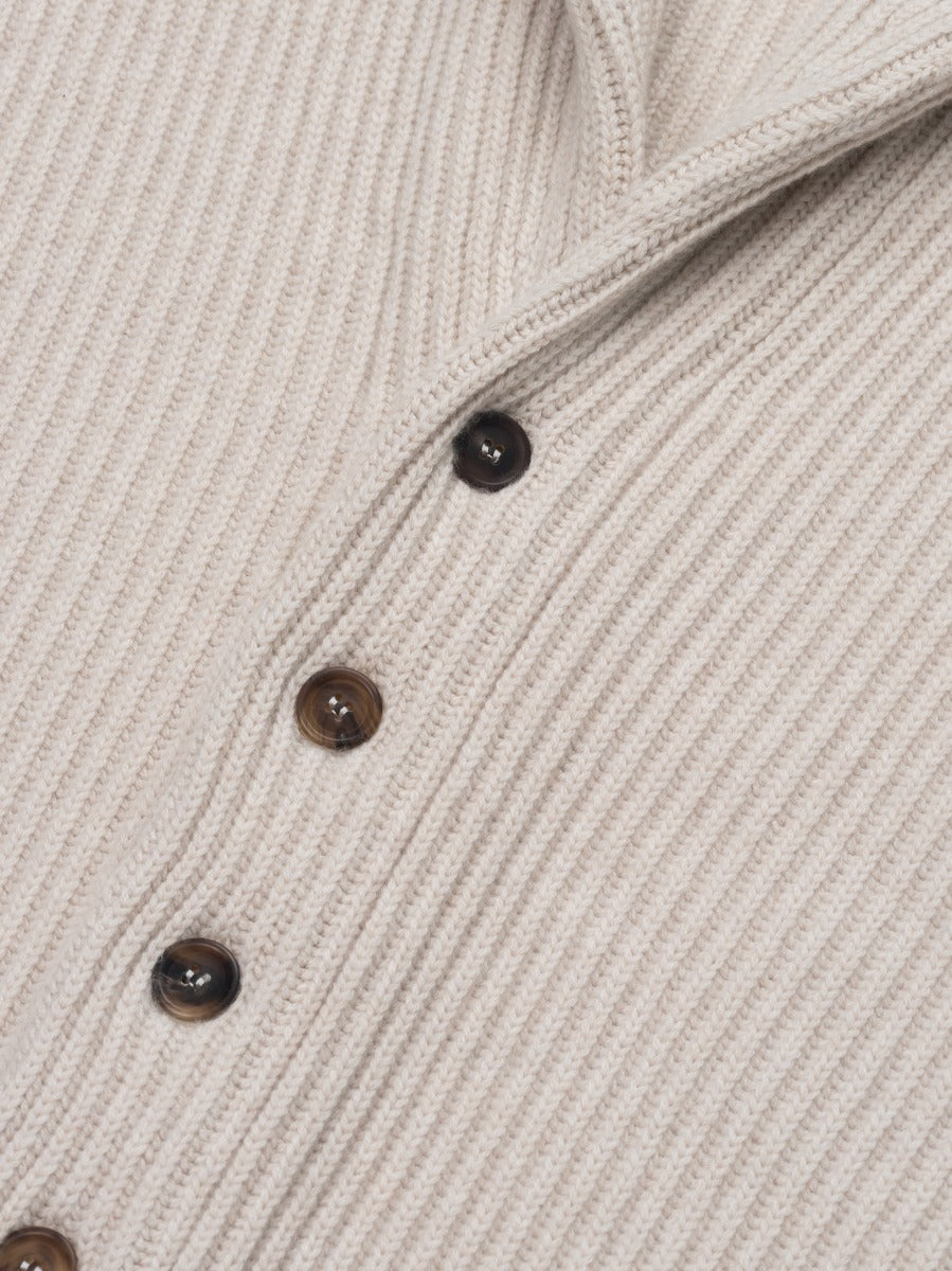 Mens Luxury Cashmere Yacht Cardigan Oat | Begg x Co