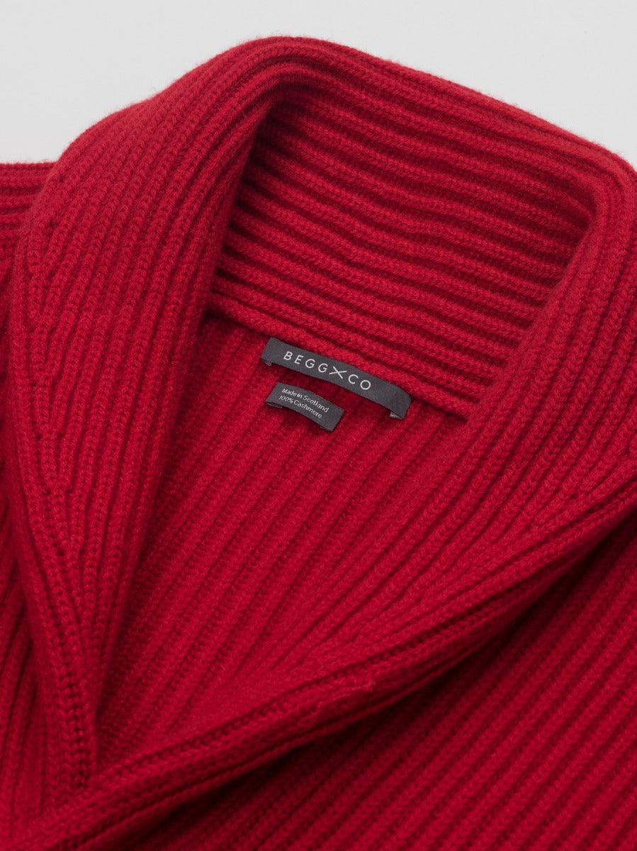 Luxury Cashmere Yacht Cardigan Red | Begg x Co