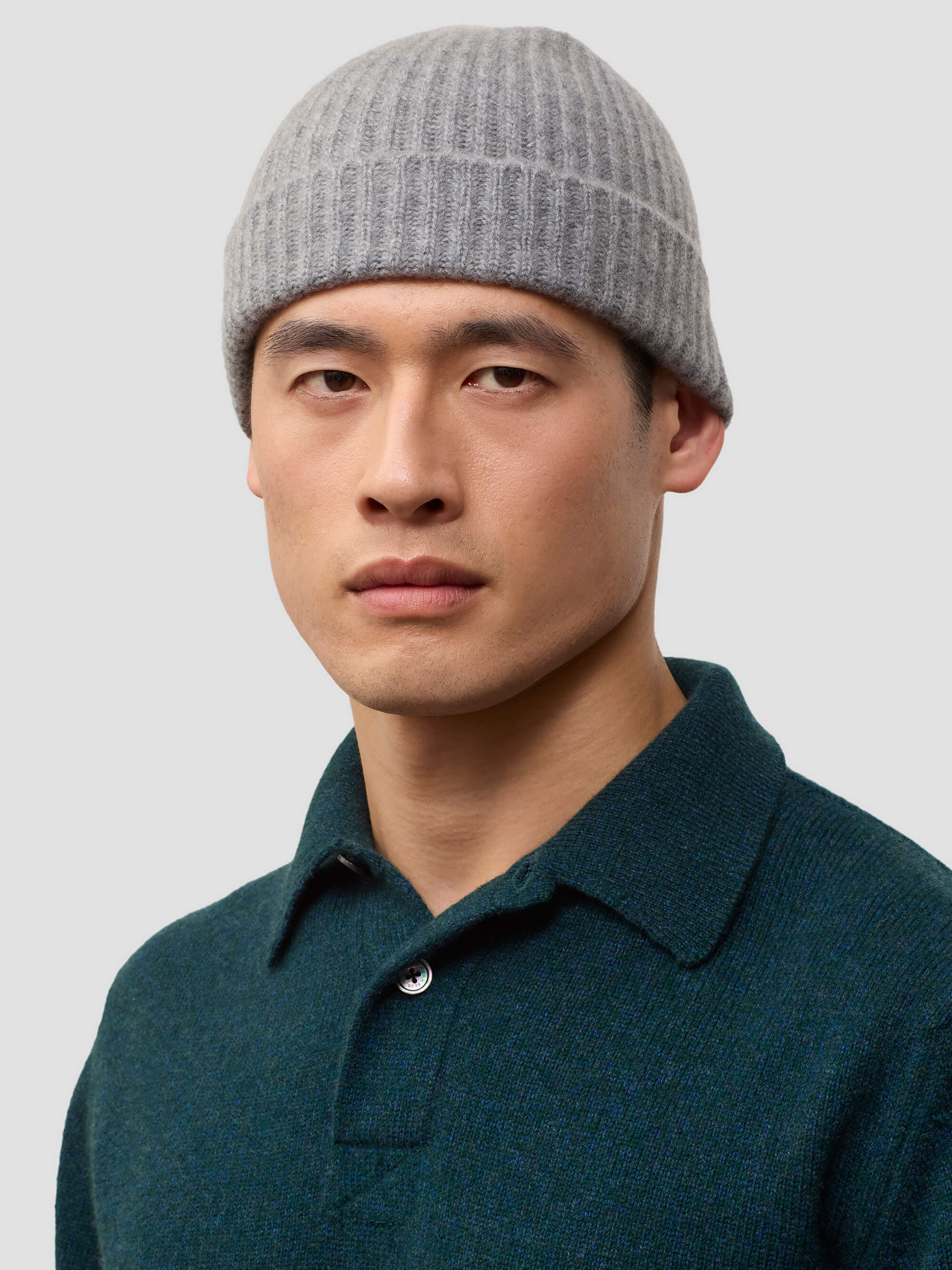 Mens Ash Grey Cashmere Alex Beanie Hat Begg x Co