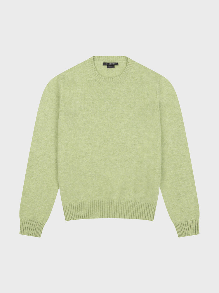 light green cashmere crewneck sweater