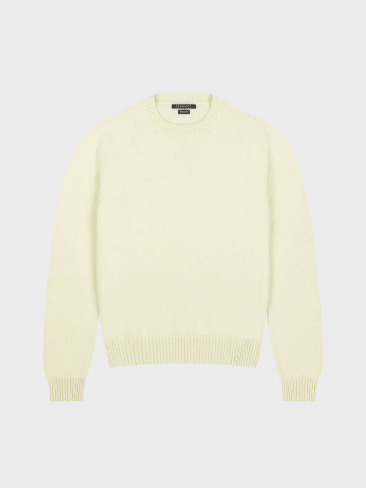 light yellow cashmere crew neck sweater