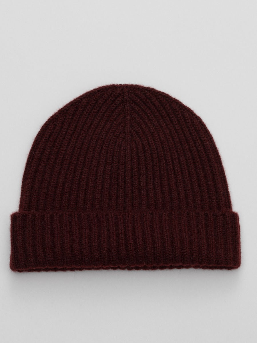 Men's Black Cherry Cashmere Beanie Hat | Begg x Co 