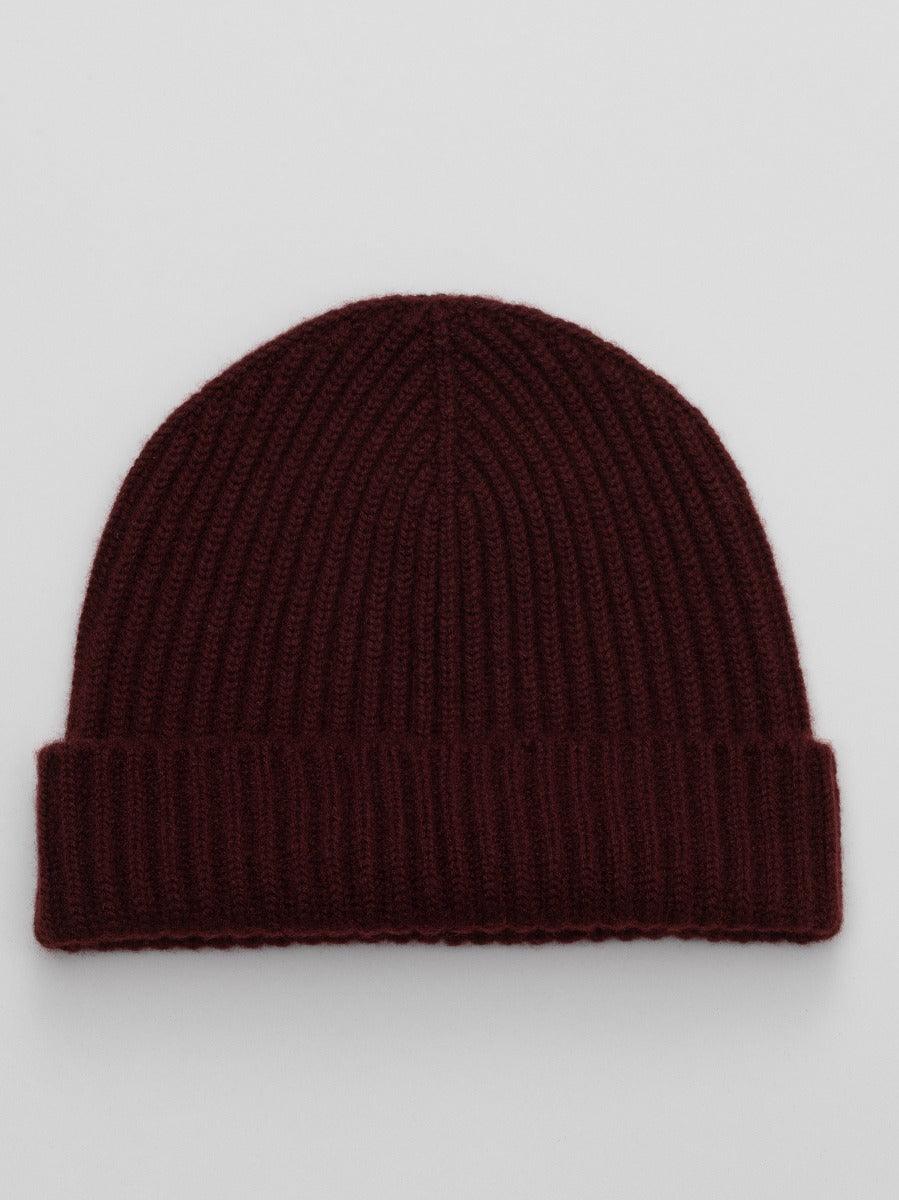 Women's Black Cherry Cashmere Beanie Hat | Begg x Co 