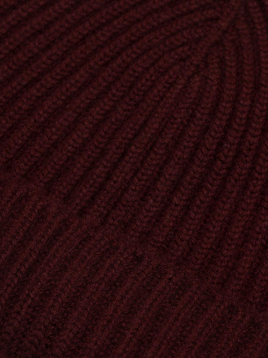 Womens Black Cherry Cashmere Alex Beanie Hat Detail | Begg x Co 