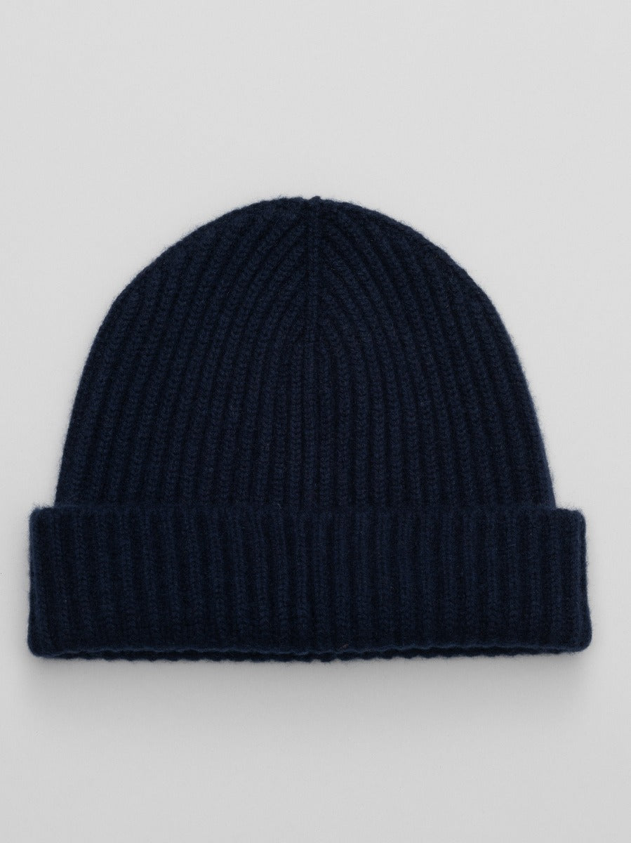 Mens Dark Navy Cashmere Alex Beanie Hat | Begg x Co 