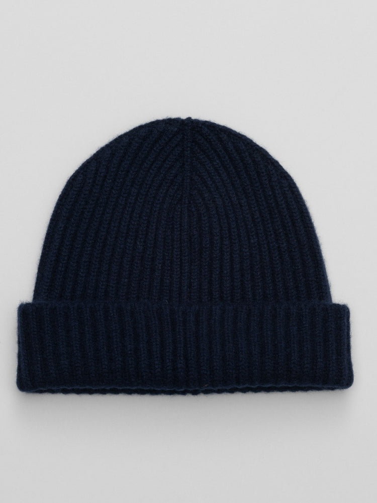 Womens Dark Navy Cashmere Alex Beanie Hat | Begg x Co 