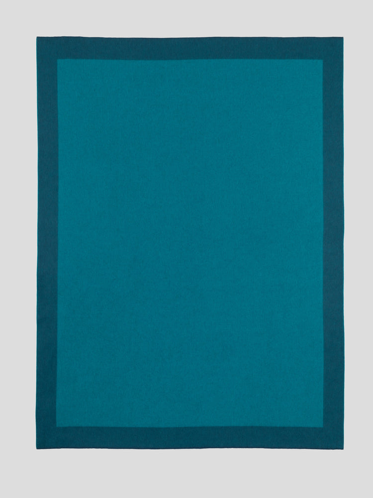 Arran Border Cashmere Blanket Slate Teal| Begg x Co