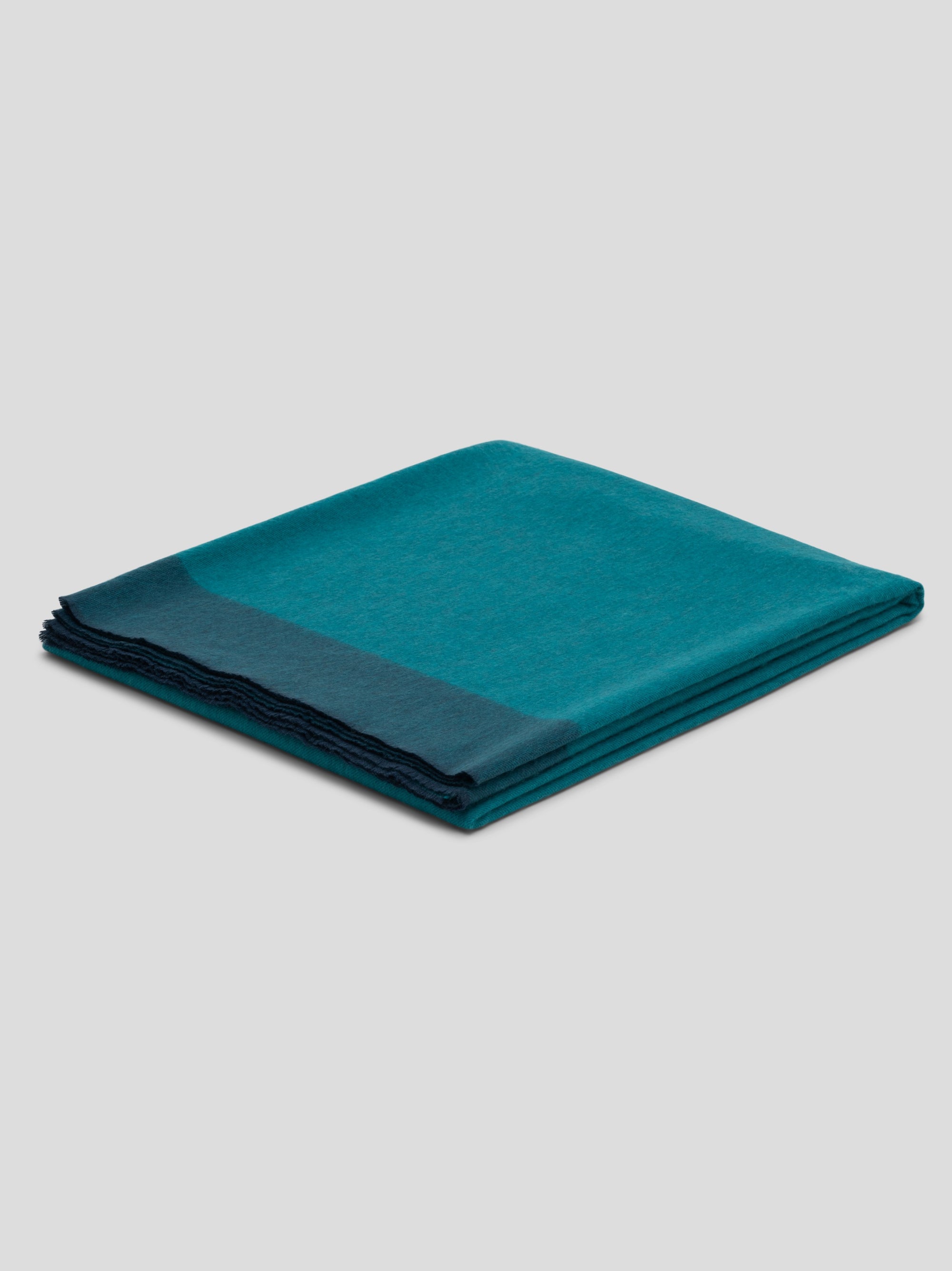 Arran Border Cashmere Blanket Slate Teal| Begg x Co