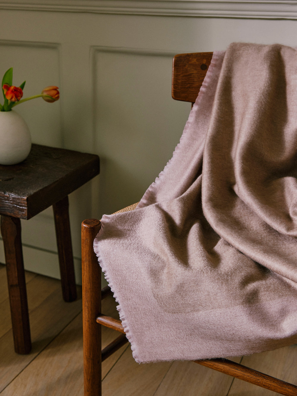 Arran Border Cashmere Blanket Stone Pink | Begg x Co