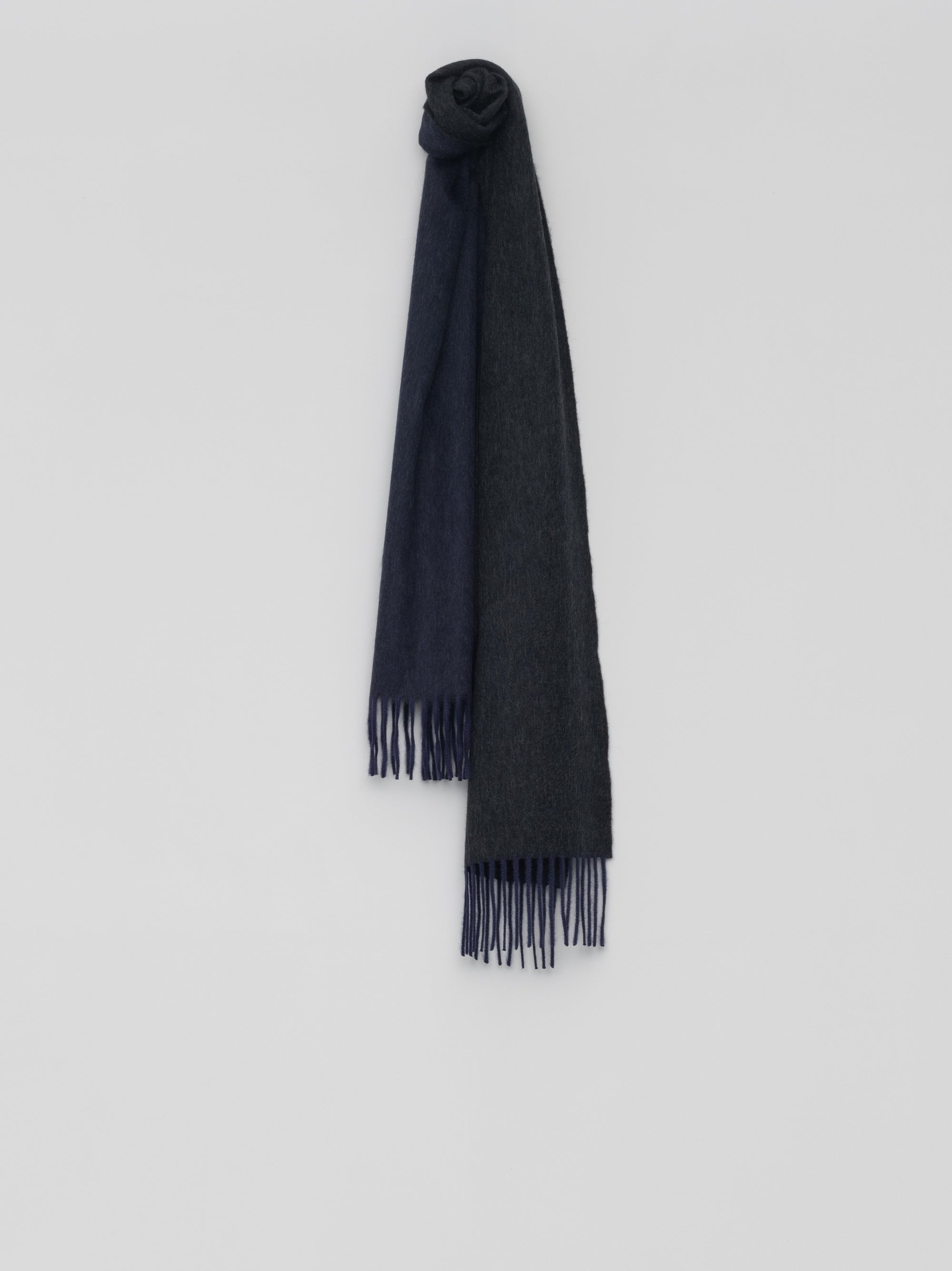 Arran Reversible Navy Charcoal Womens Cashmere Scarf - Begg x Co