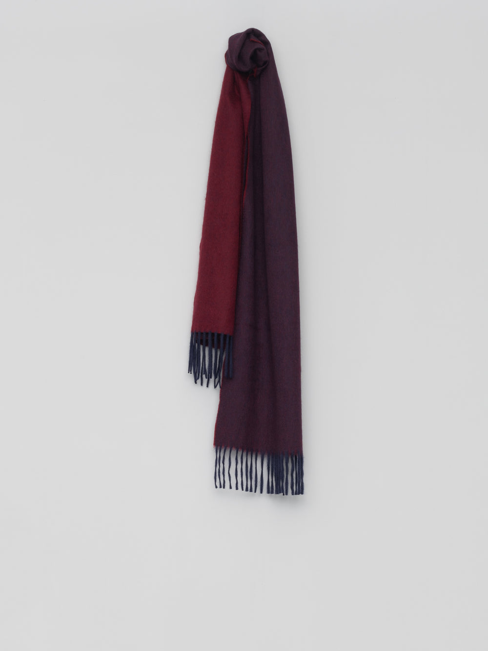 Arran Reversible Navy Wine Womens Cashmere Scarf - Begg x Co