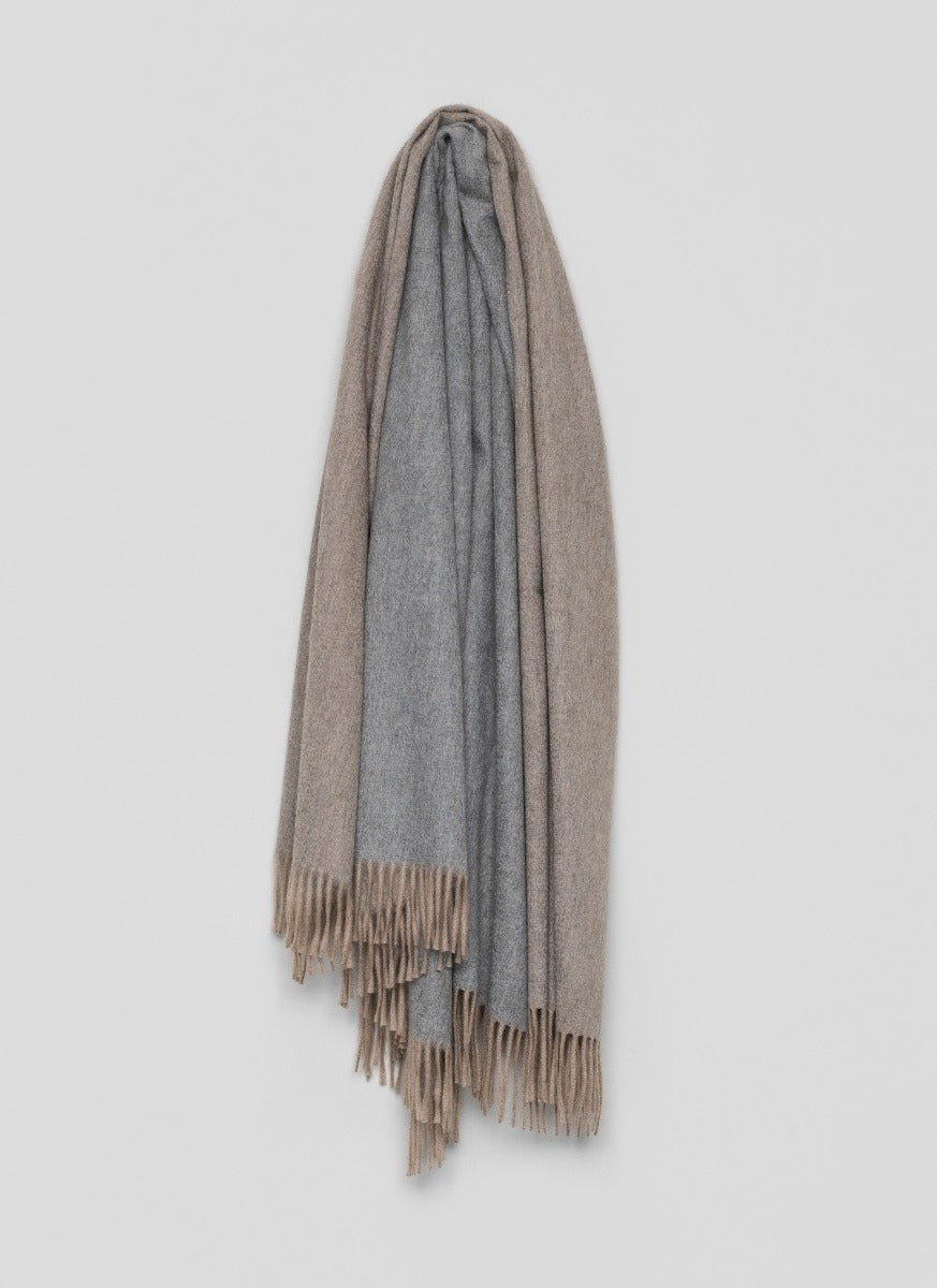 Arran Reversible Cashmere Throw Stone Flannel | Begg x Co