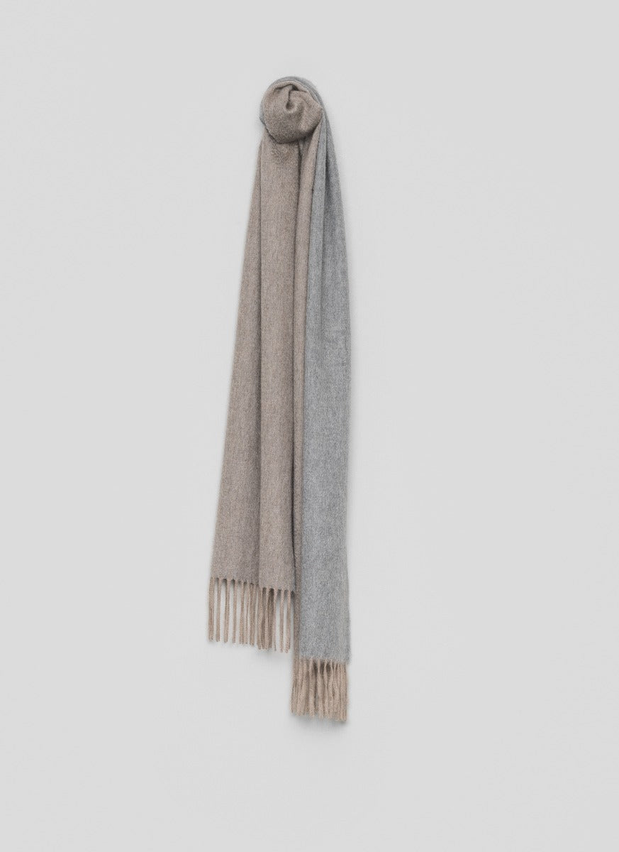 Arran Reversible Womens Cashmere Scarf Stone Flannel - Begg x Co