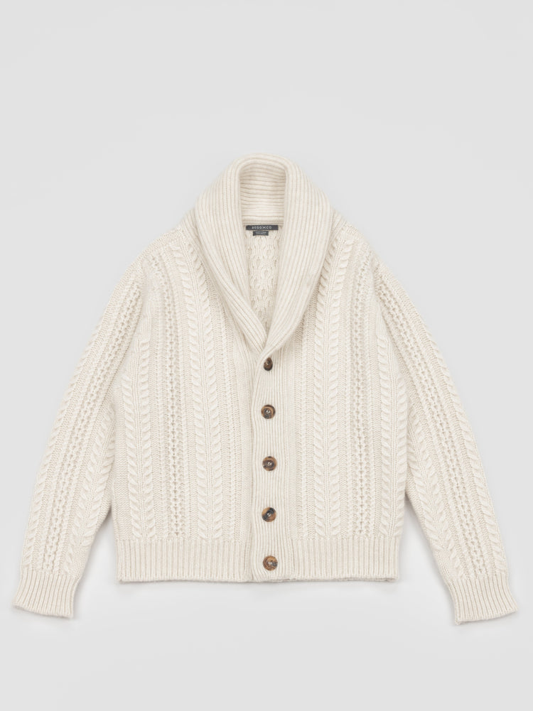 Men's Aspen Bare Undyed Cashmere Knitted Cardigan by Begg x Co