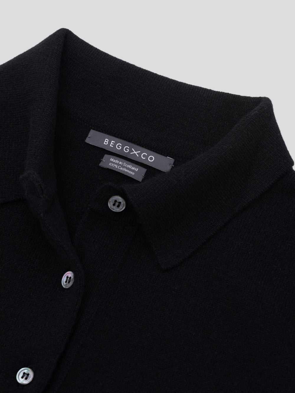 Womens Monterey Cashmere Knitted Polo Black| Begg x Co