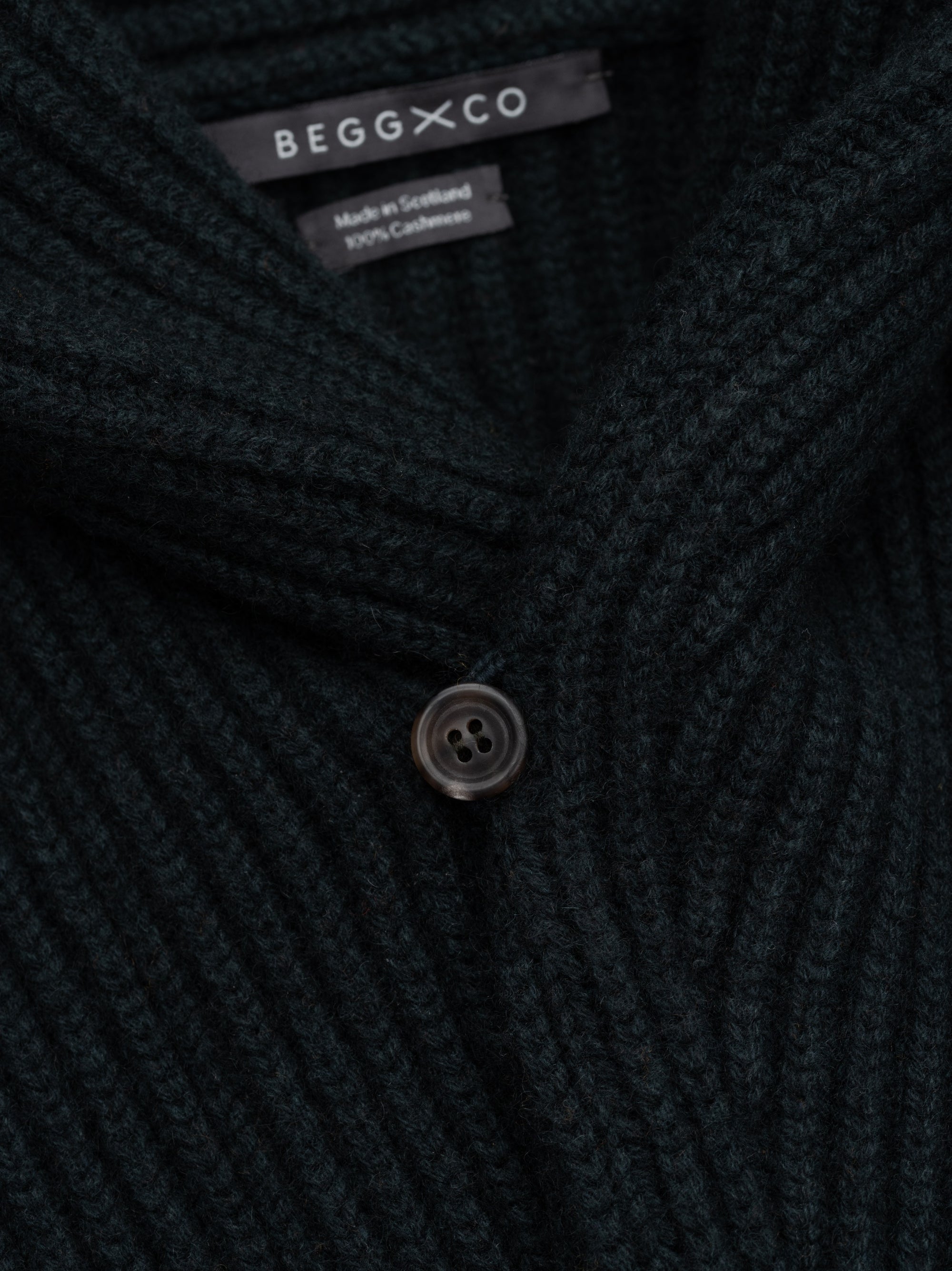 Mens Forest Green Yacht Cashmere Knitted Cardigan | Begg x Co