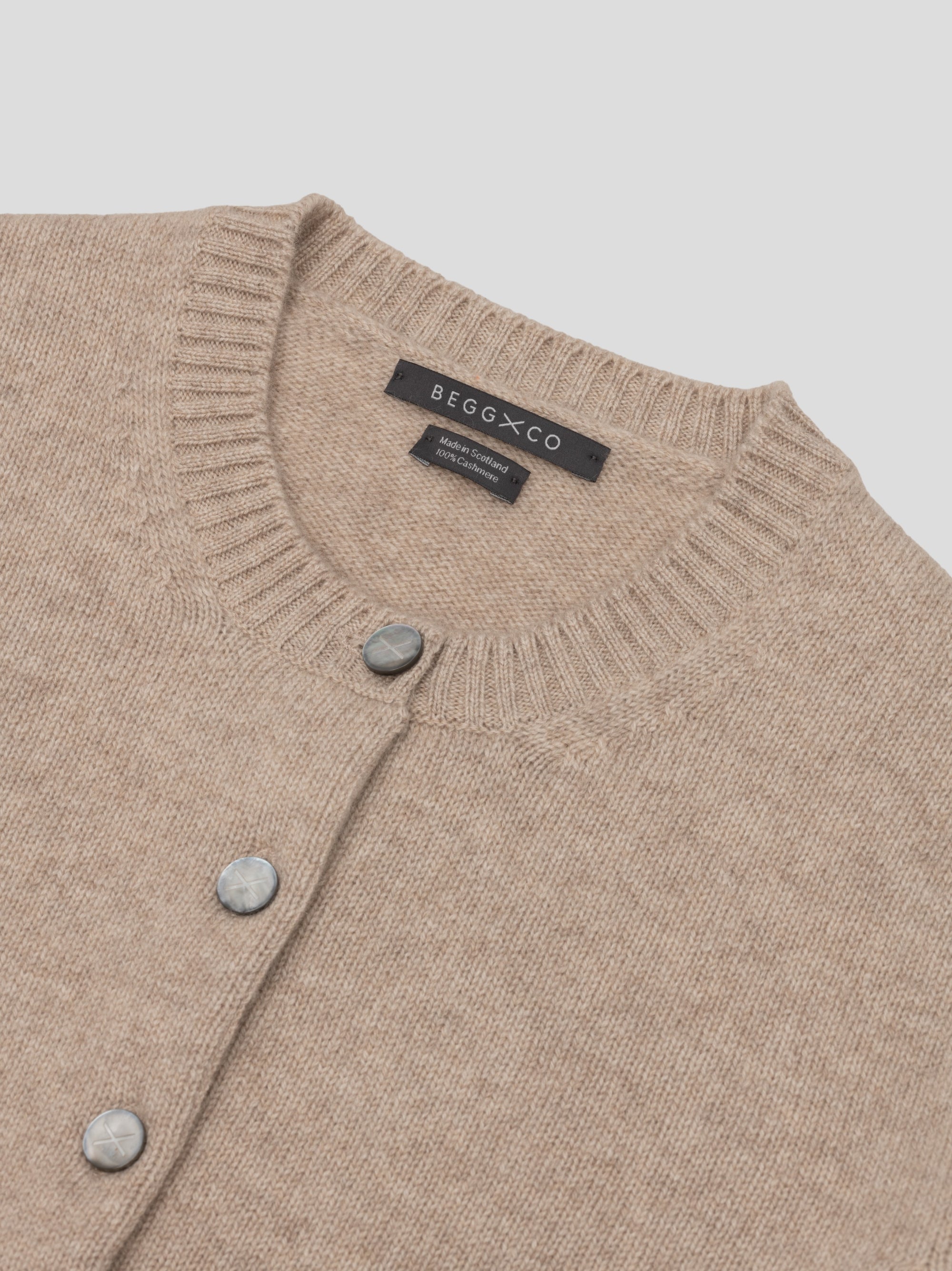 Womens Hepburn Golfer Cashmere Cardigan Natural Melange | Begg x Co