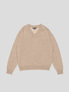 Mens Shadow Knitted Cashmere V-Neck Sweater Natural| Begg x Co