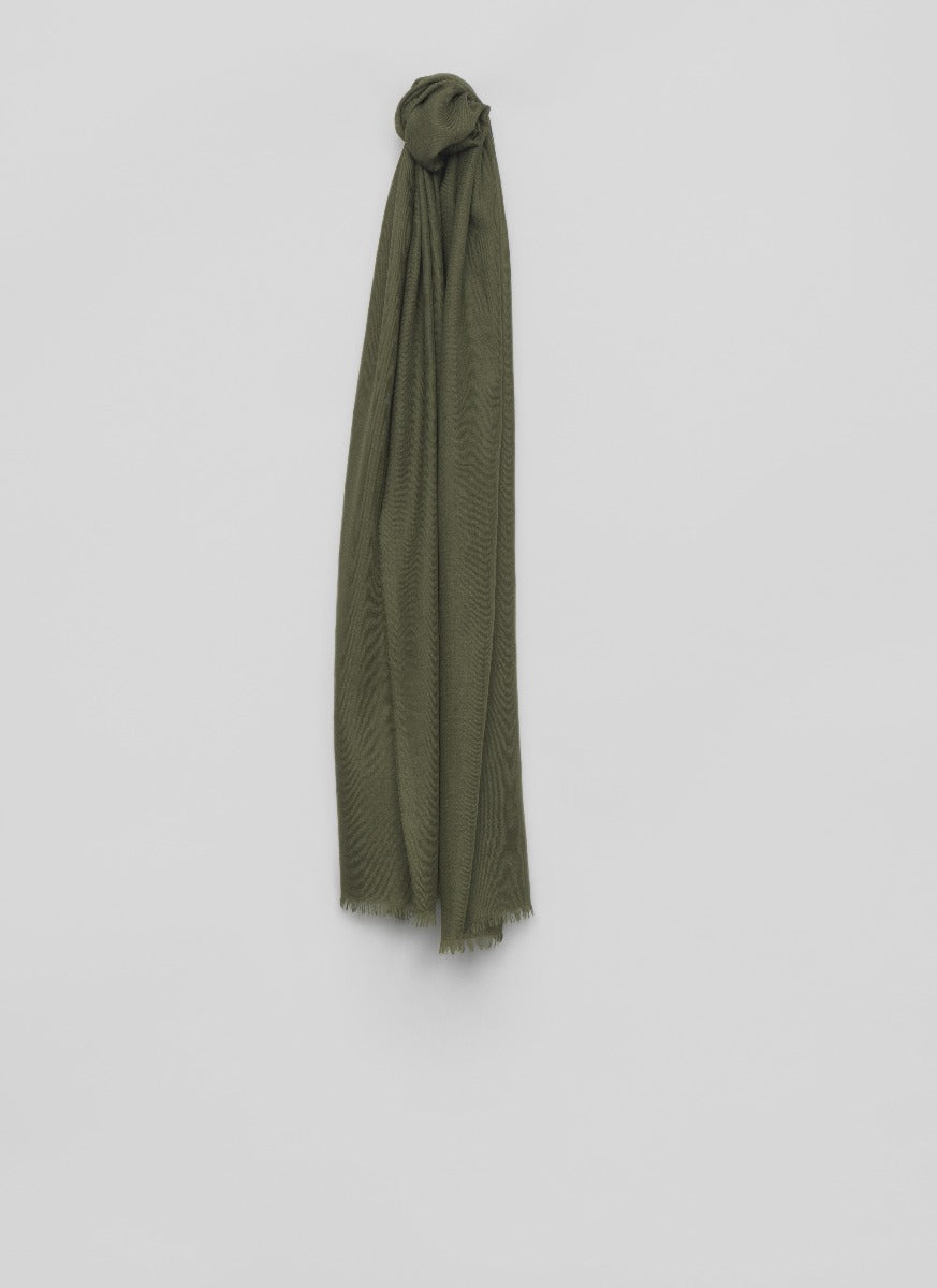 Wispy Plain Mens Cashmere Scarf Army | Begg x Co