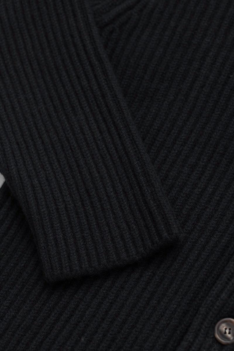 Luxury Cashmere Shawl Collar Cardigan in Black | Begg x Co