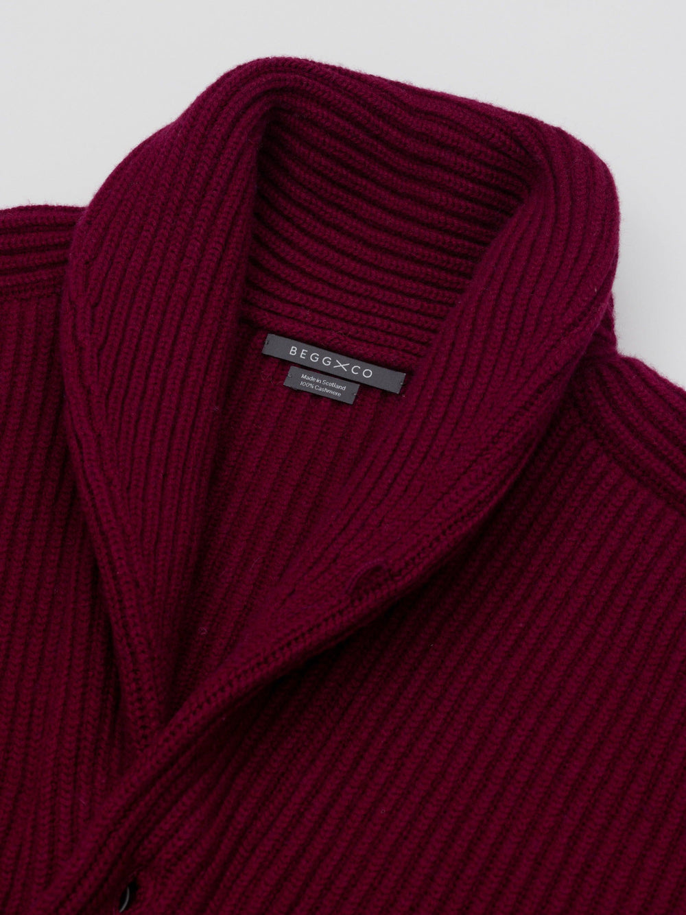 Mens Luxury Knitted Merlot Shawl Collar Cardigan | Begg x Co