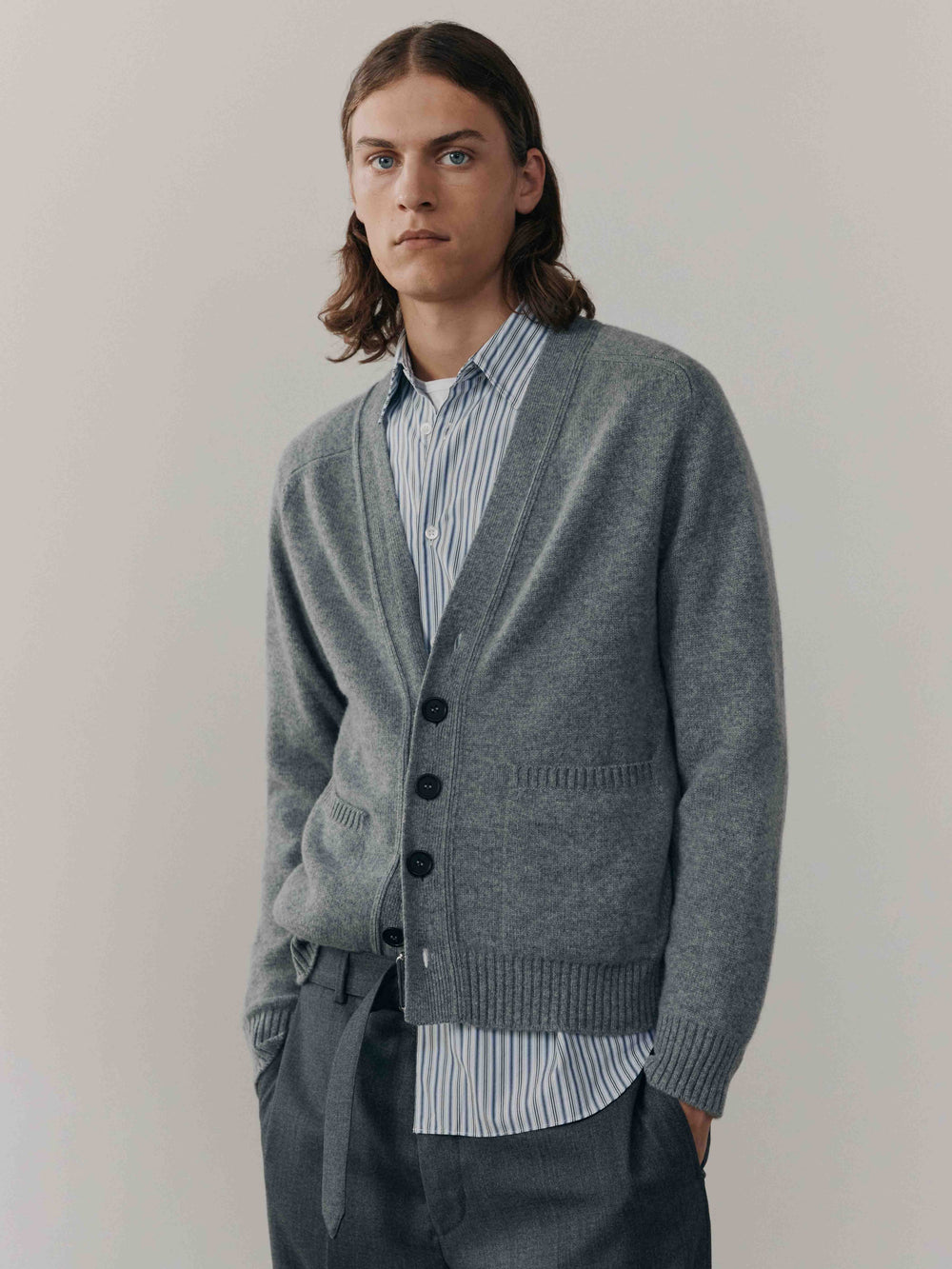 Mens Architect Knitted Cashmere Cardigan Grey | Begg x Co