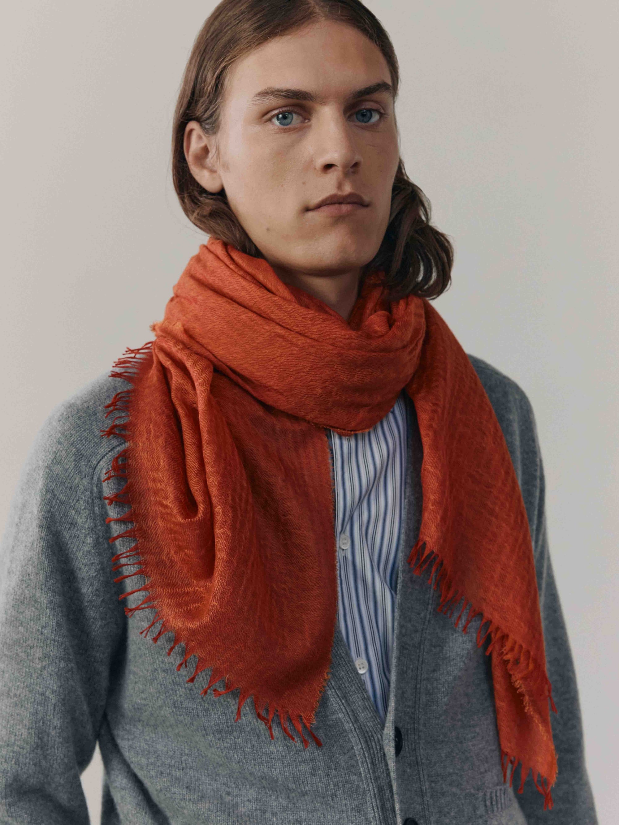 Men's Staffa Cashmere Silk Scarf Fire | Begg x Co