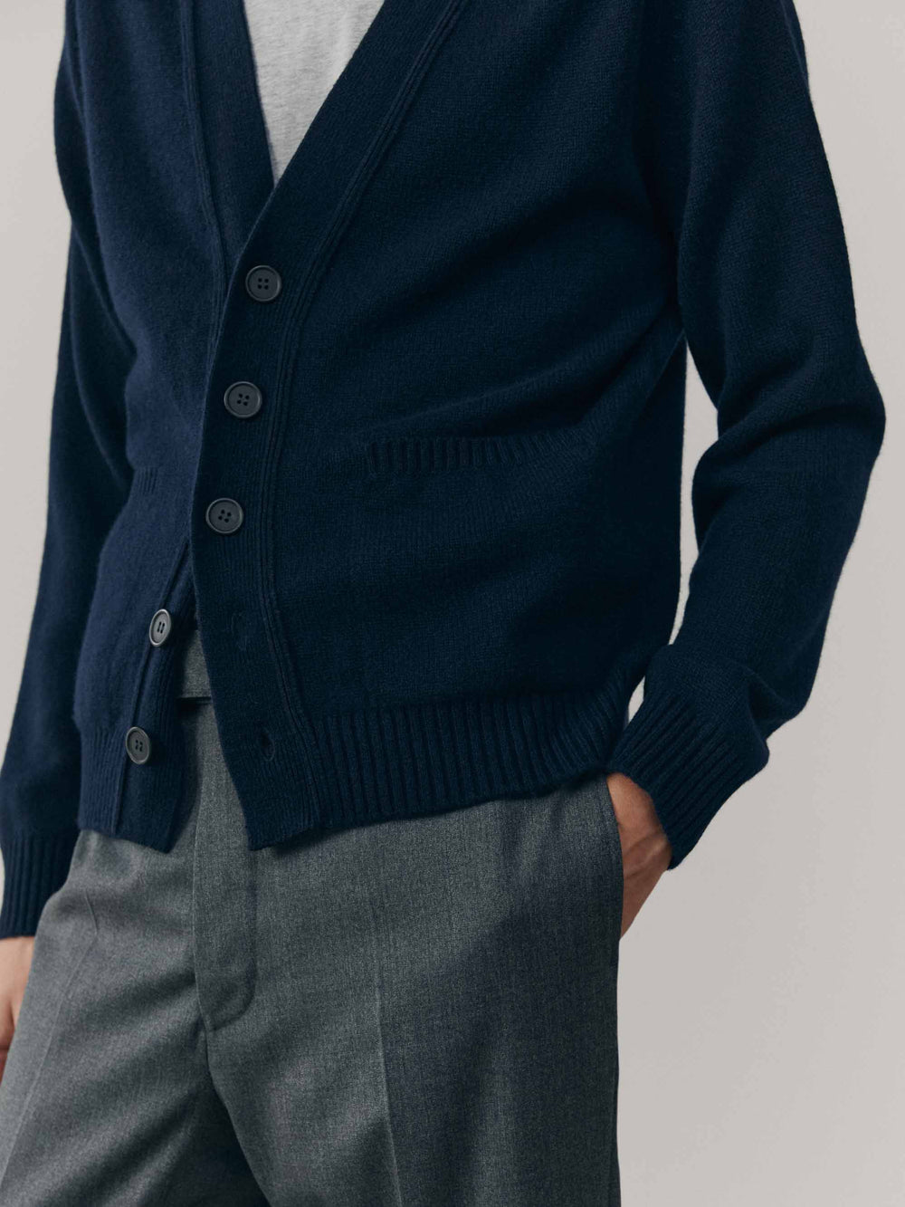 Mens Architect Knitted Cashmere Cardigan Navy | Begg x Co