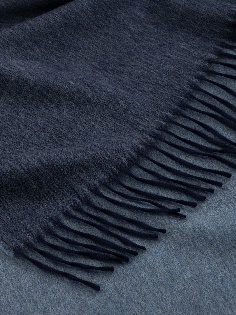 Arran Reversible Cashmere Throw Navy Bluejean - Begg x Co