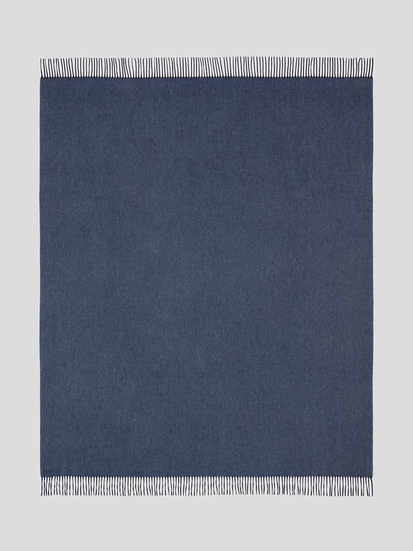 Arran Reversible Cashmere Throw Navy Bluejean - Begg x Co