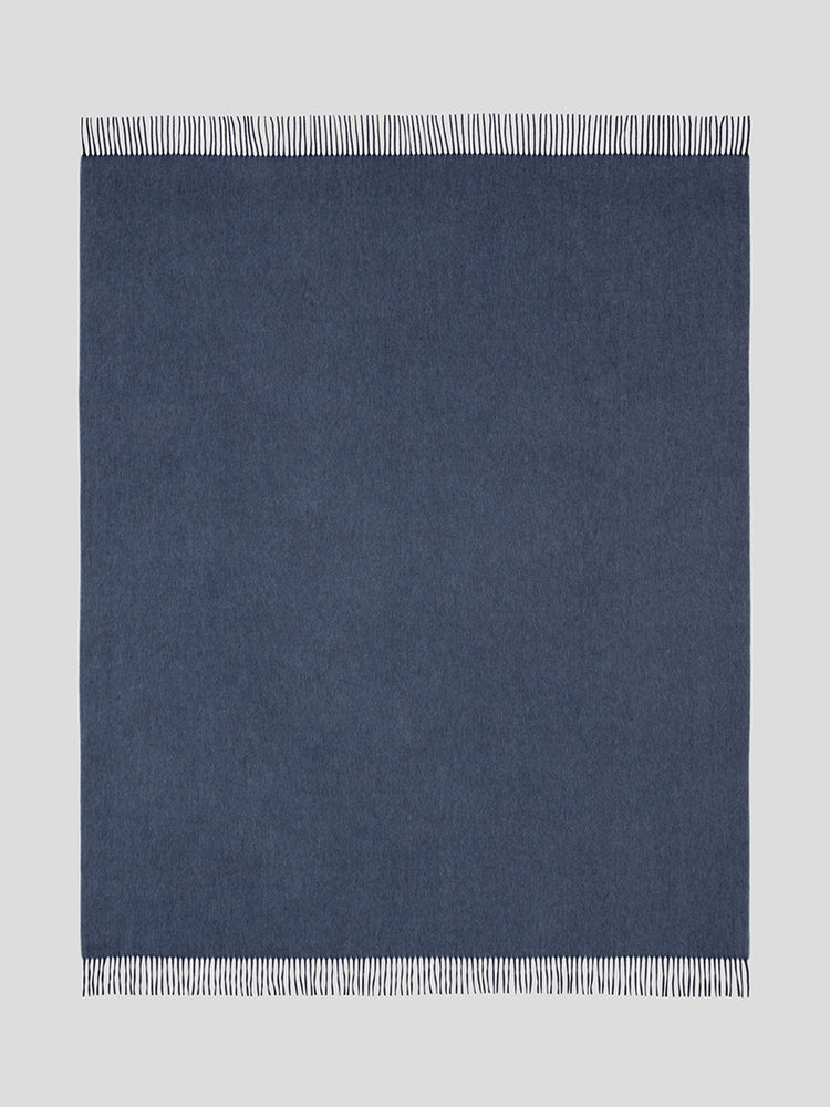 Arran Reversible Cashmere Throw Navy Bluejean - Begg x Co