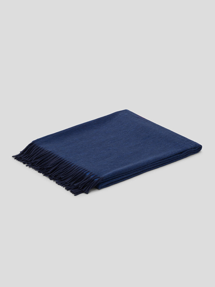 Arran Reversible Cashmere Throw Navy Sapphire - Begg x Co