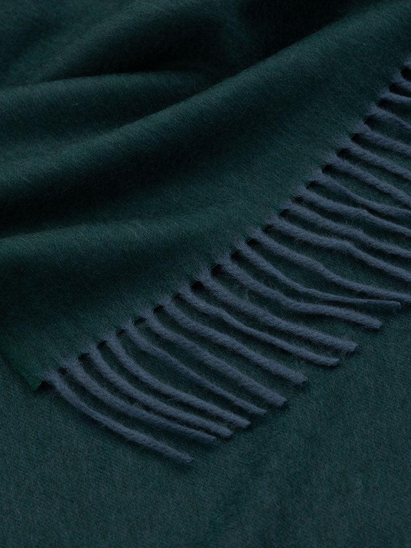 Arran Plain Drake Green Cashmere Throw - Begg x Co