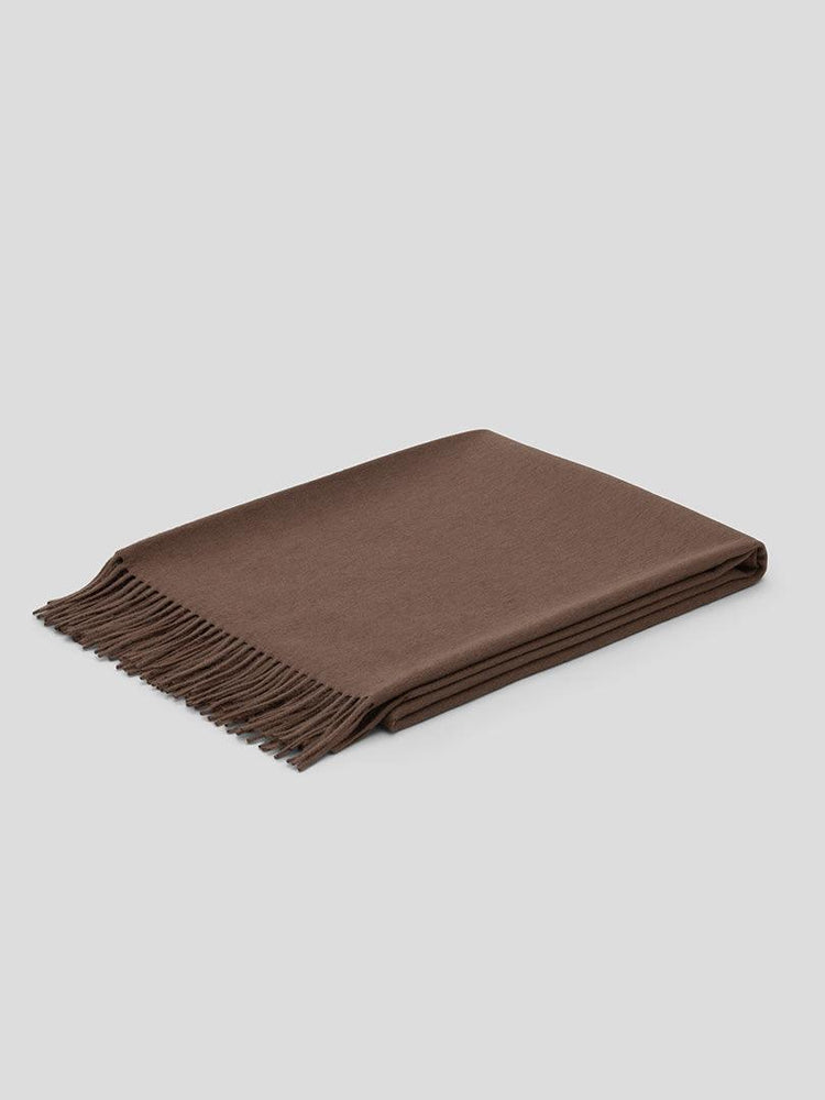 Arran Plain Mink Brown Cashmere Throw - Begg x Co