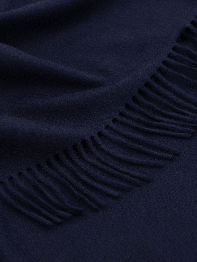  Arran Plain Navy Cashmere Throw - Begg x Co