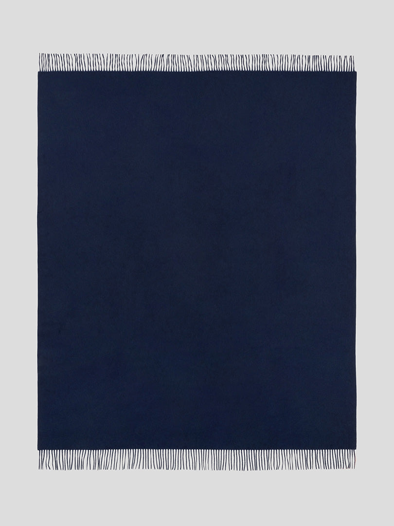  Arran Plain Navy Cashmere Throw - Begg x Co