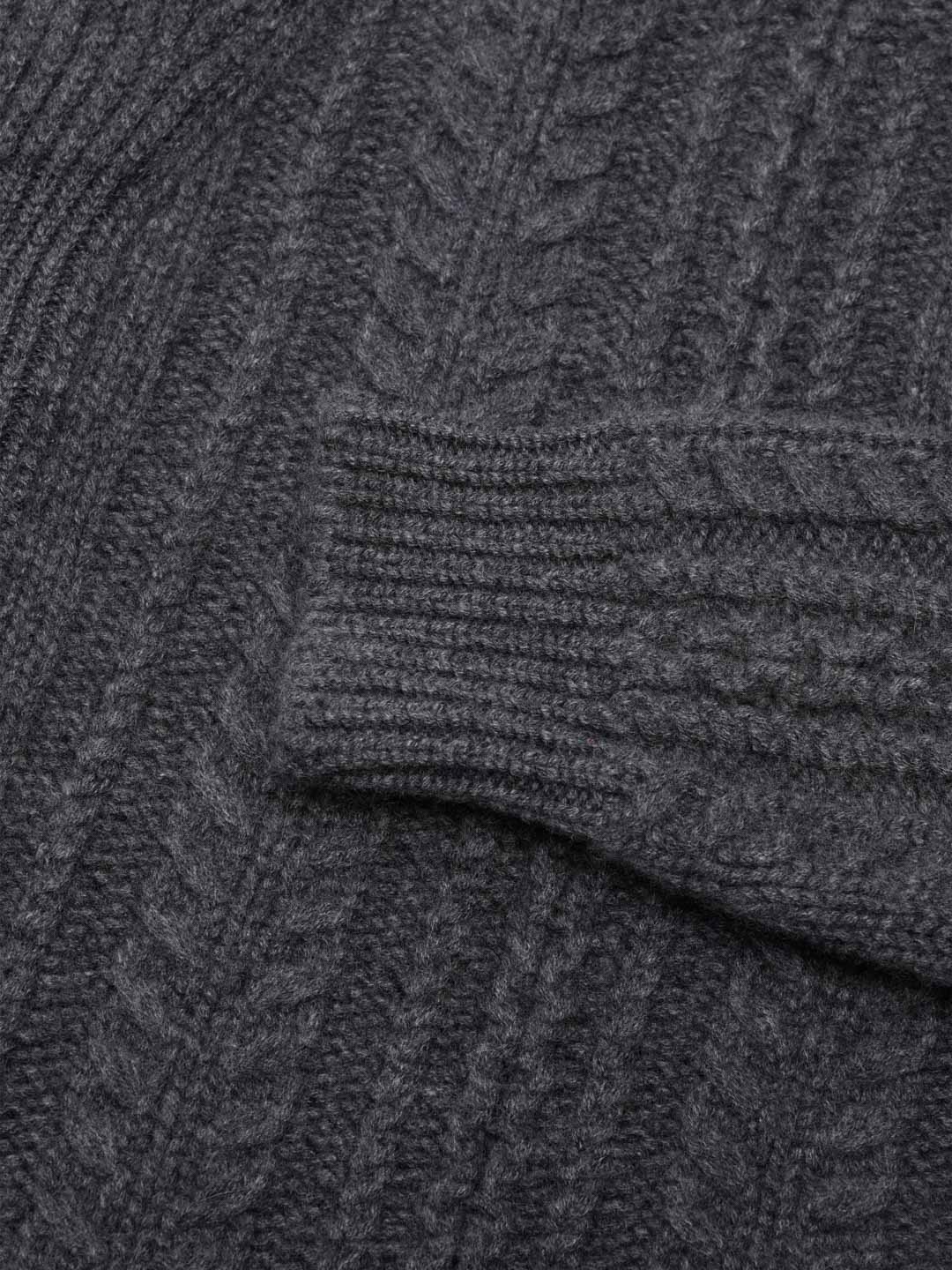 Mens Aspen Asphalt Grey Cashmere Knitted Cardigan - Begg x Co