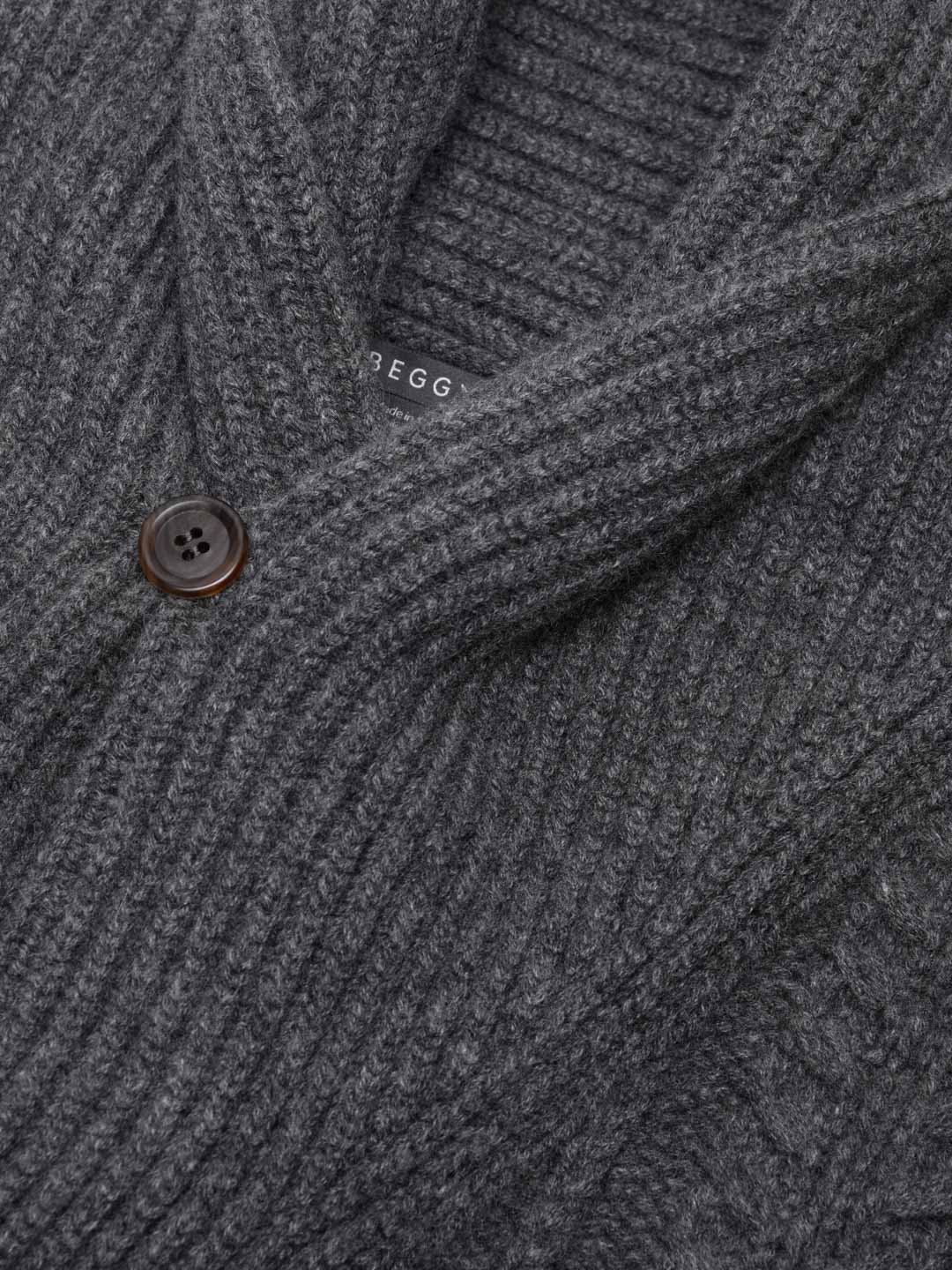 Mens Aspen Asphalt Grey Cashmere Knitted Cardigan - Begg x Co