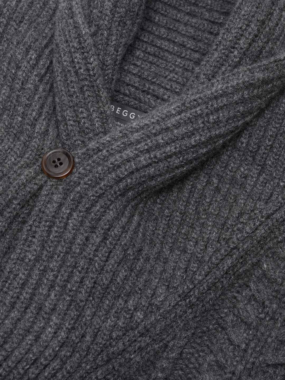 Mens Aspen Asphalt Grey Cashmere Knitted Cardigan - Begg x Co