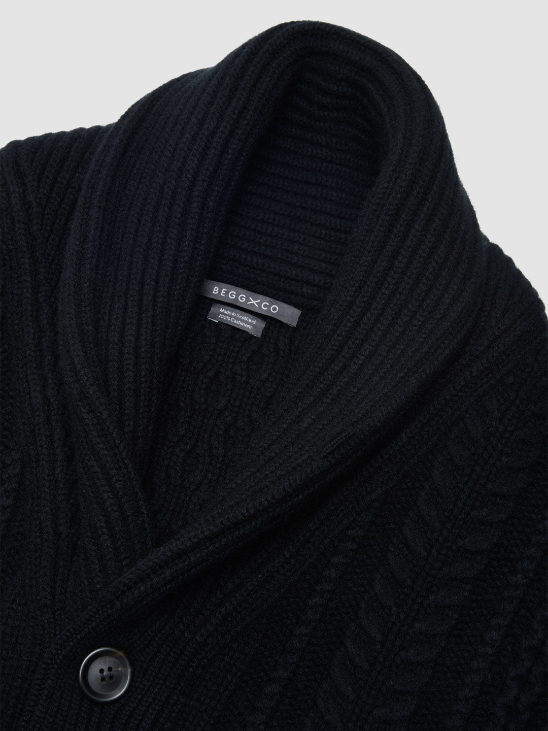 Mens Aspen Black Cashmere Knitted Cardigan - Begg x Co