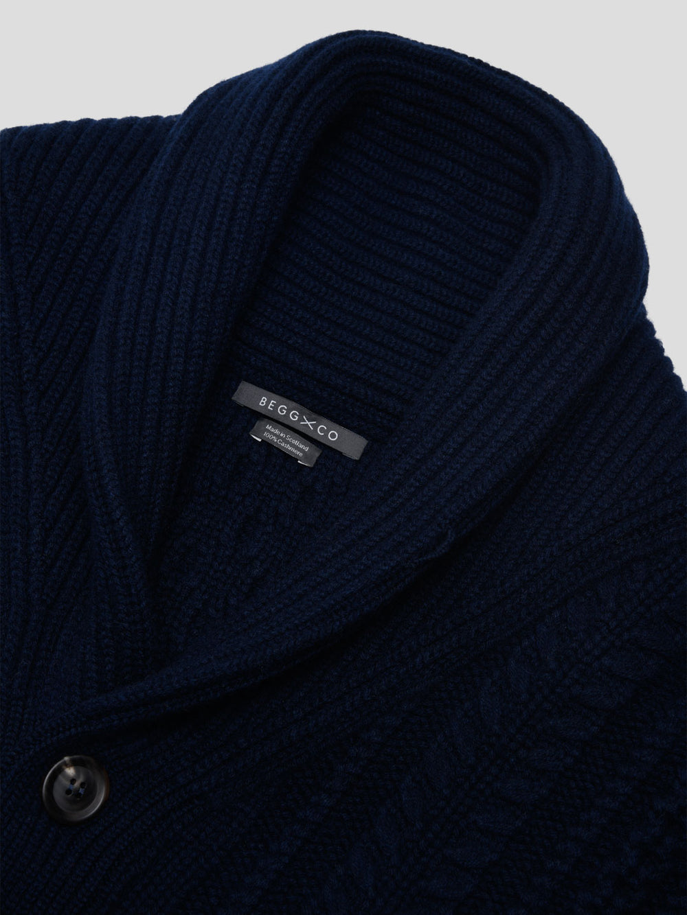 Mens Aspen Navy Blue Cashmere Knitted Cardigan - Begg x Co