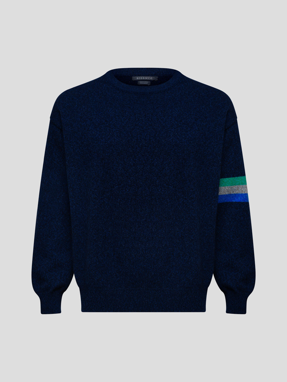 Mens Beach Break Knitted Cashmere Sweater Indigo Marl - Begg x Co