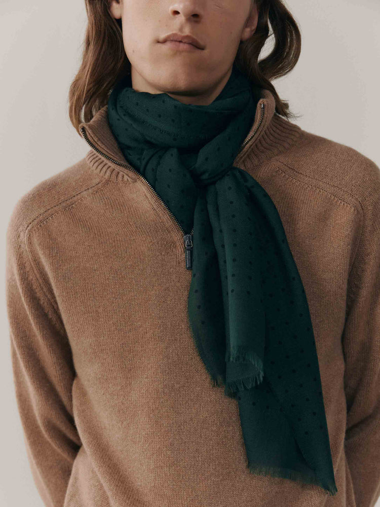 Men's Wispy Hanover Cashmere Scarf Green Black | Begg x Co