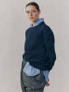 Womens Hepburn Cashmere Knitted Crew in Ink Marl | Begg x Co