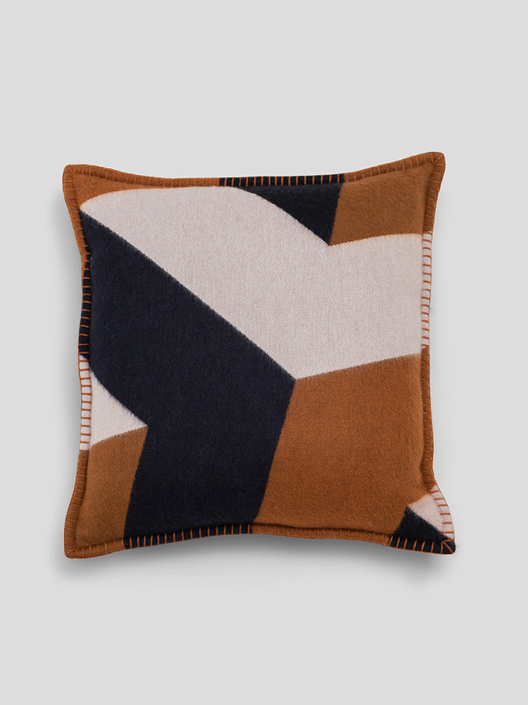 Kintail Cubist Cashmere Cushion Camel Navy - Begg x Co