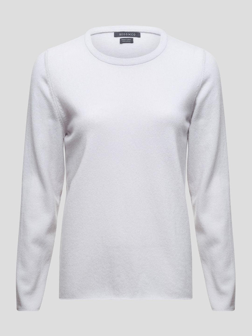 Womens Luxe Glacier White Cashmere Knitted T-Shirt - Begg x Co