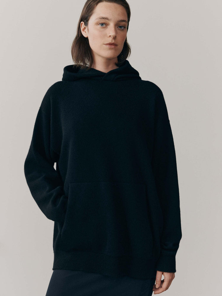 Womens Rockcliffe Cashmere Knitted Hoody Black | Begg x Co