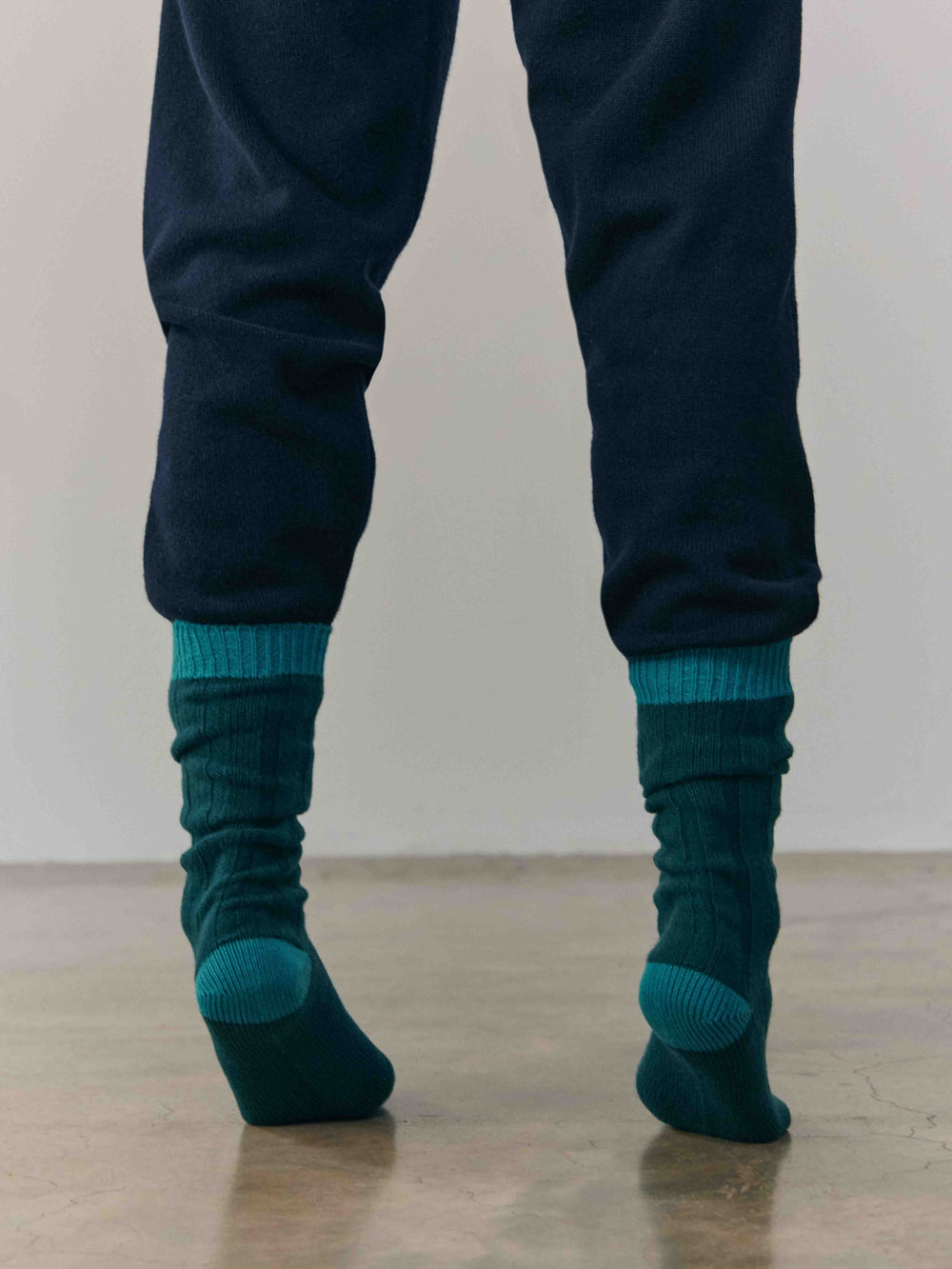 Womens Tipped Cashmere Socks Aqua Green | Begg x Co