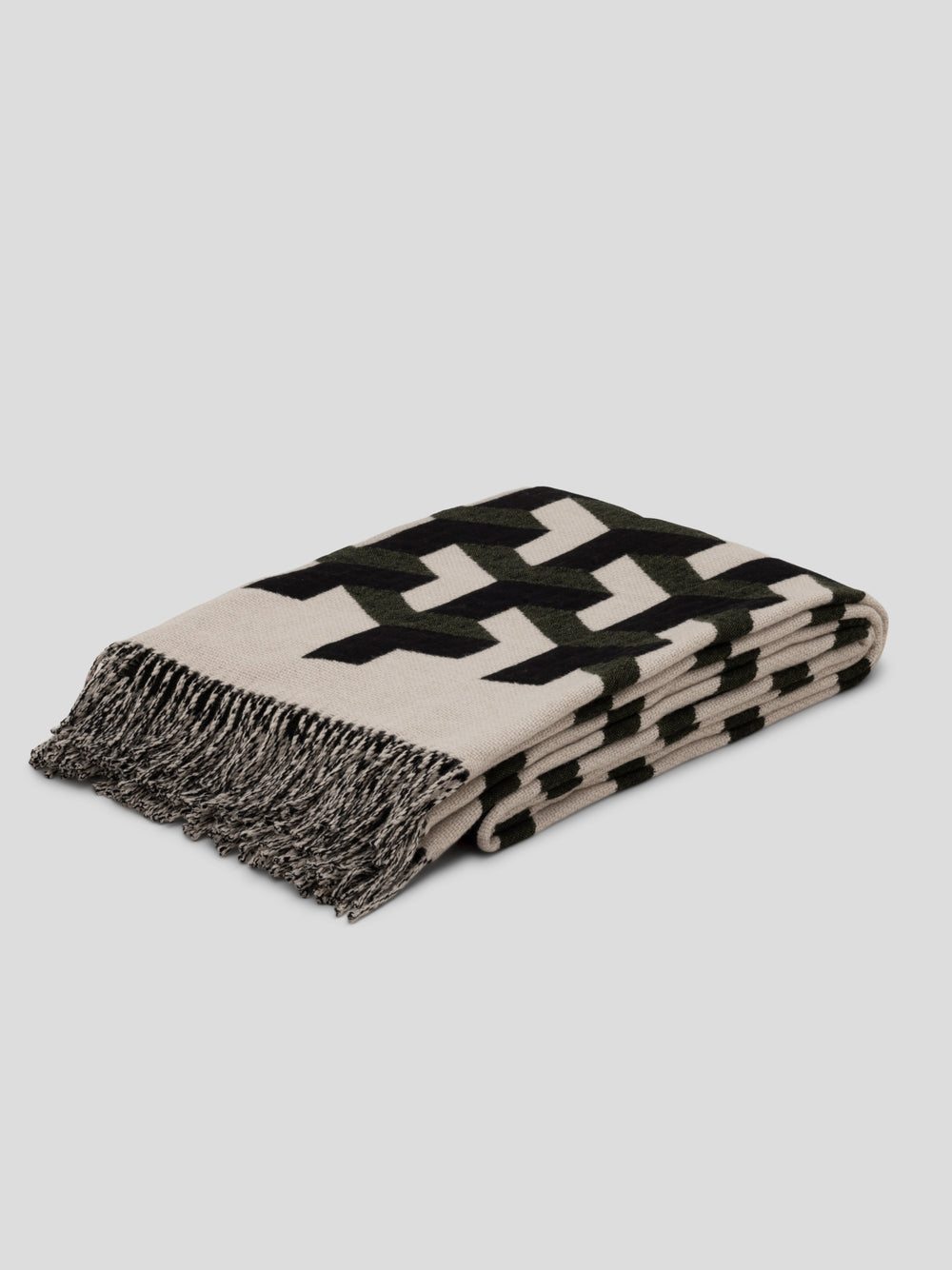 Triolux Sivill Lamsbwool Cashmere Throw Army - Begg x Co