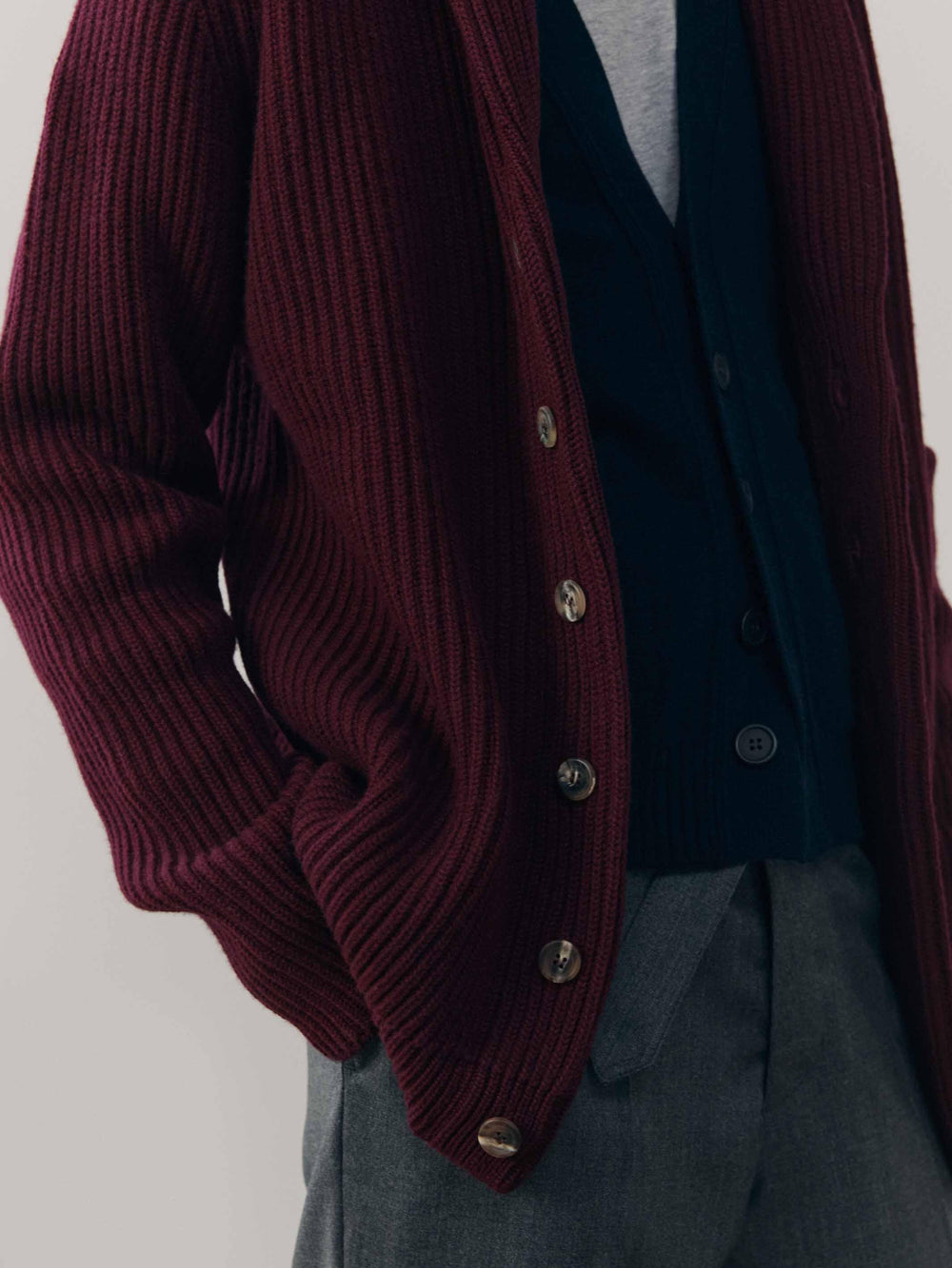 Mens Luxury Knitted Merlot Shawl Collar Cardigan | Begg x Co